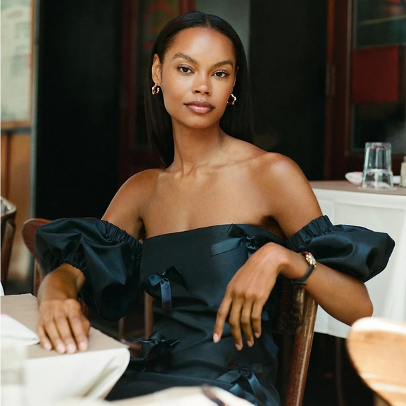 NWT Anthropologie Hutch Off-The-Shoulder Bow Mini Dress - Picture 2 of 10